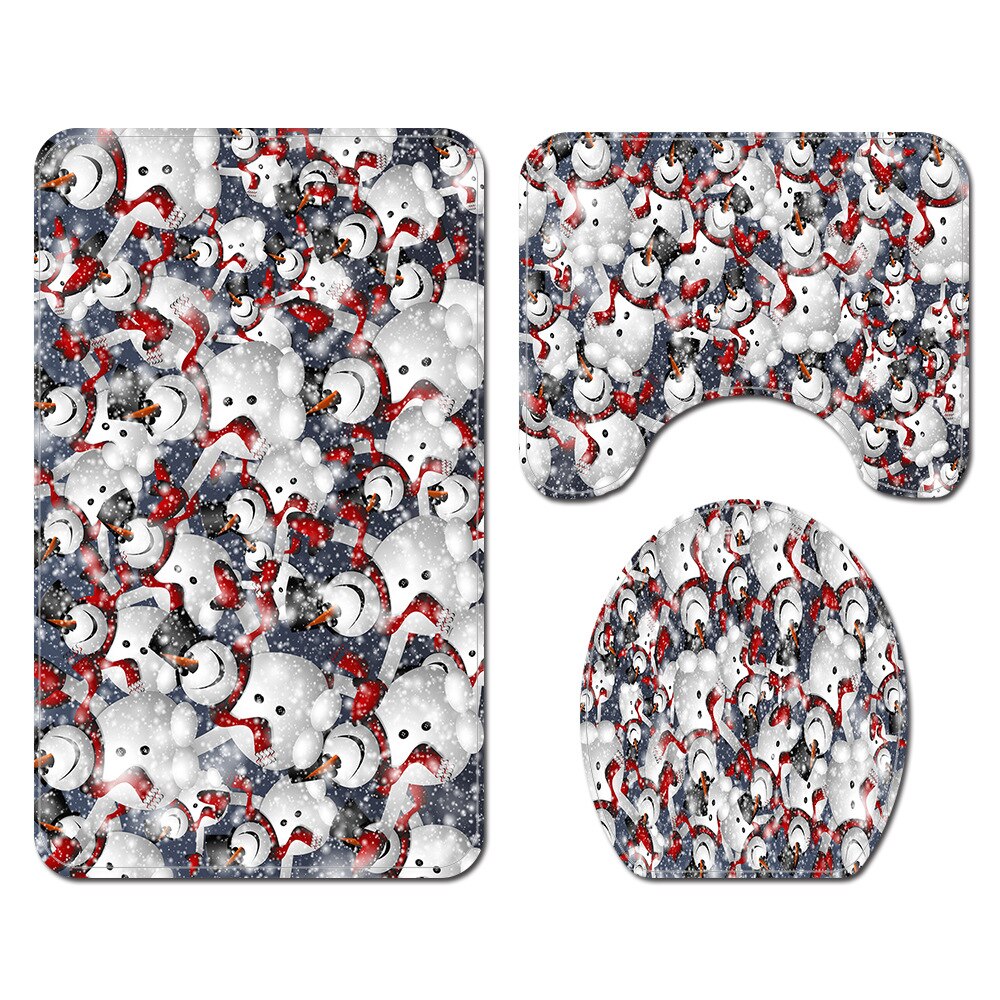 Kerst Badkamer Mat Douchegordijn Gedrukt Douchegordijn Sneeuwpop Bad Mat Anti Slip Mat Microfiber Badkamer Bad Rug: Bath Mats-292