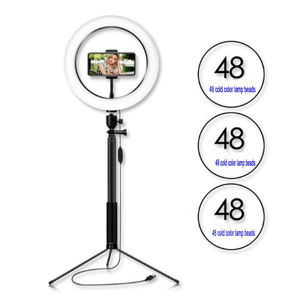 10" Selfie Ring Light Bluetooth Extendable Tripod Stands Phone Holder LED RGB Camera Halo Light for Photography With Remote
