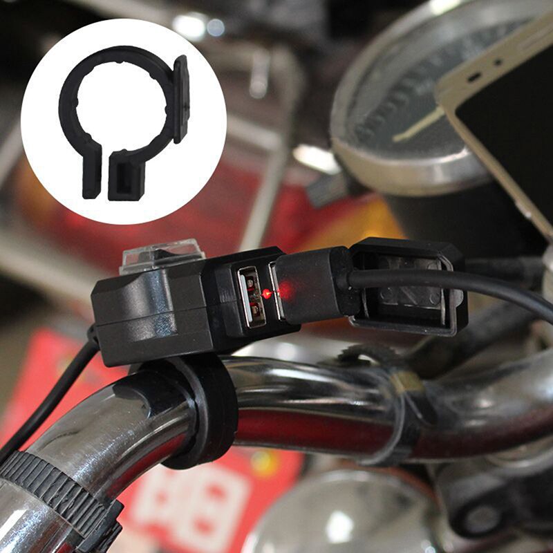 Vandtæt dual usb port motorcykel styr oplader til 12v / 24v motorcykel adapter strømforsyning stik til telefon mobil