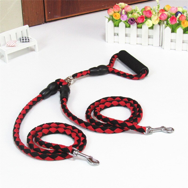 Gå 2 to hunde snor kobling reb to dobbelt bly gå snor lang flettet nylon dobbelt stor hundesele