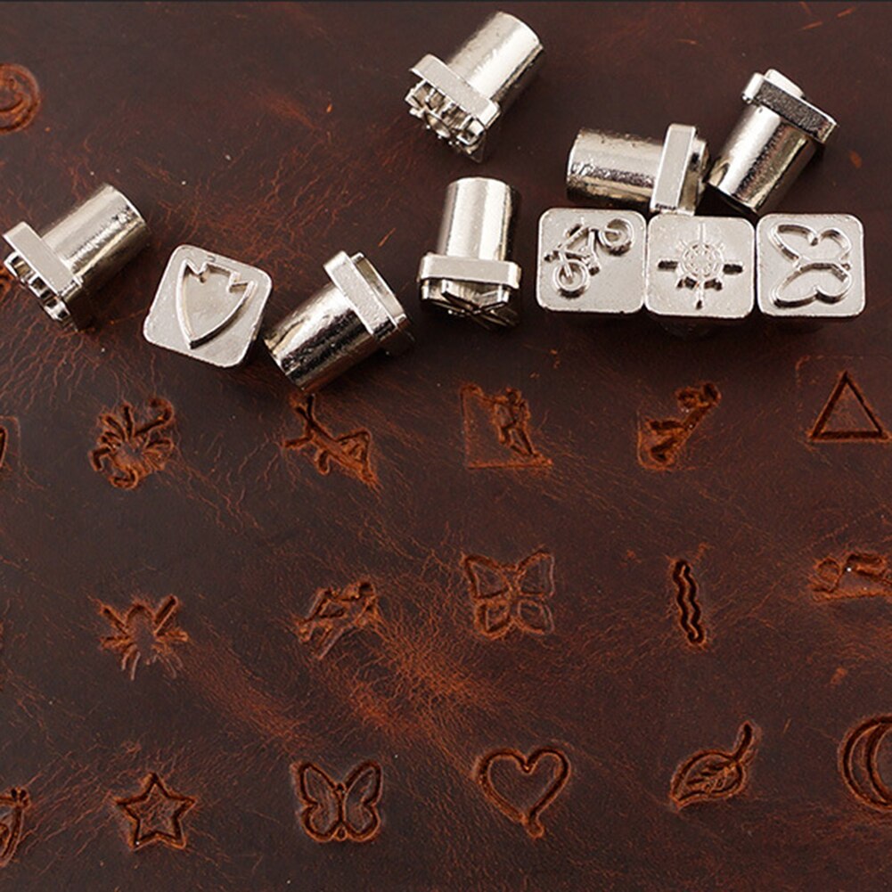 Zinc Alloy Graphic Stamp Punch Set Leather DIY Cardmaking Handicraft Tool Die Cutter Card Making Button Maker 32pcs