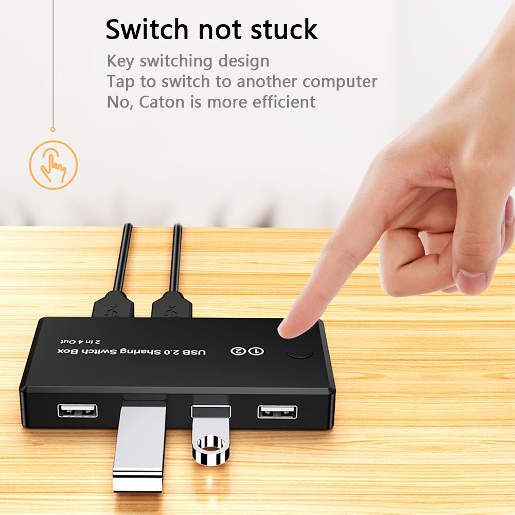 Keyboard Mouse Practical Portable For Scanner 2 In 4 Out Plug And Play Universal Printer Switch Share With 2 USB Cables USB 2.0