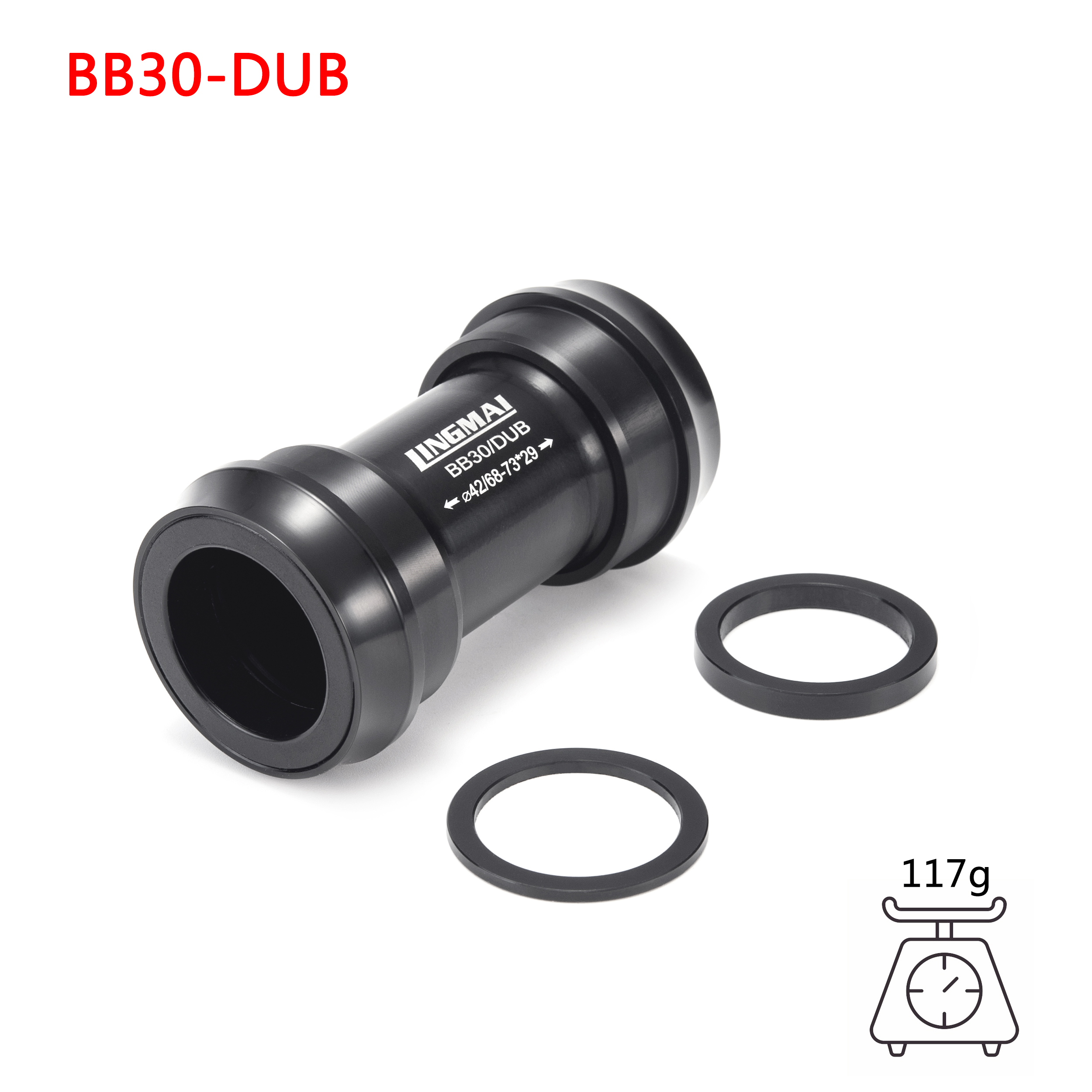 Suporte inferior de bicicleta, rolamento cerâmico bb pf30 bb86 bb386 bb30 para mountain road bike, movimento central dub: Preto