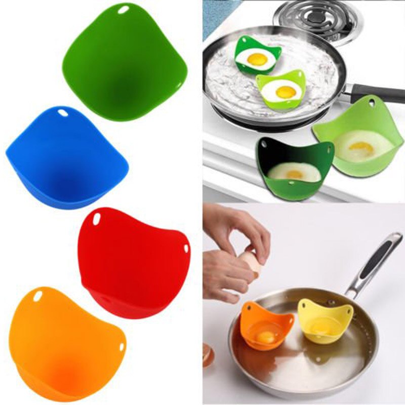 4 Pcs/Set Silicone Egg Poaching Cups With Ring Standers Eggs Cooking for Microwave Stovetop Home Accessories