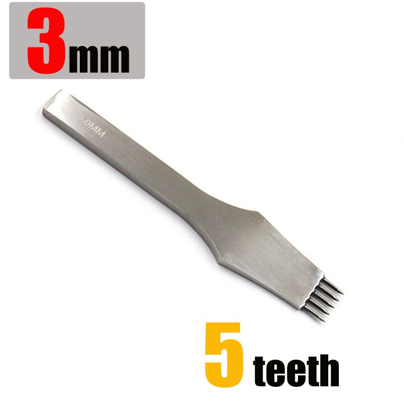 umierać-stali nierdzewnej skórzany punktak pneumatyczny okrągły otwór rękodzieło skóra dłuta kłucia żelaza szwy narzędzia robić skóry 3/4/5mm rozstaw: 3mm 5 teeth