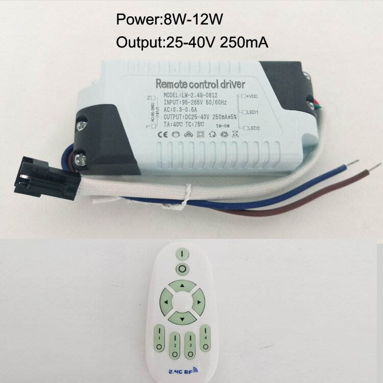 Justering af farvetemperatur og dæmpbar led transformer 2.4g fjernbetjening led driver isoleret og sikker intelligent strømforsyning: 8-12w