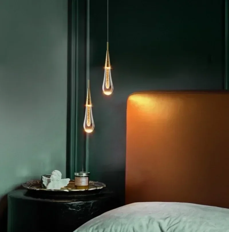 Goutte d'eau plafond lustre bulle cristal suspension lampe salle à manger décor chambre lampe Bar café Led lumières maison suspension