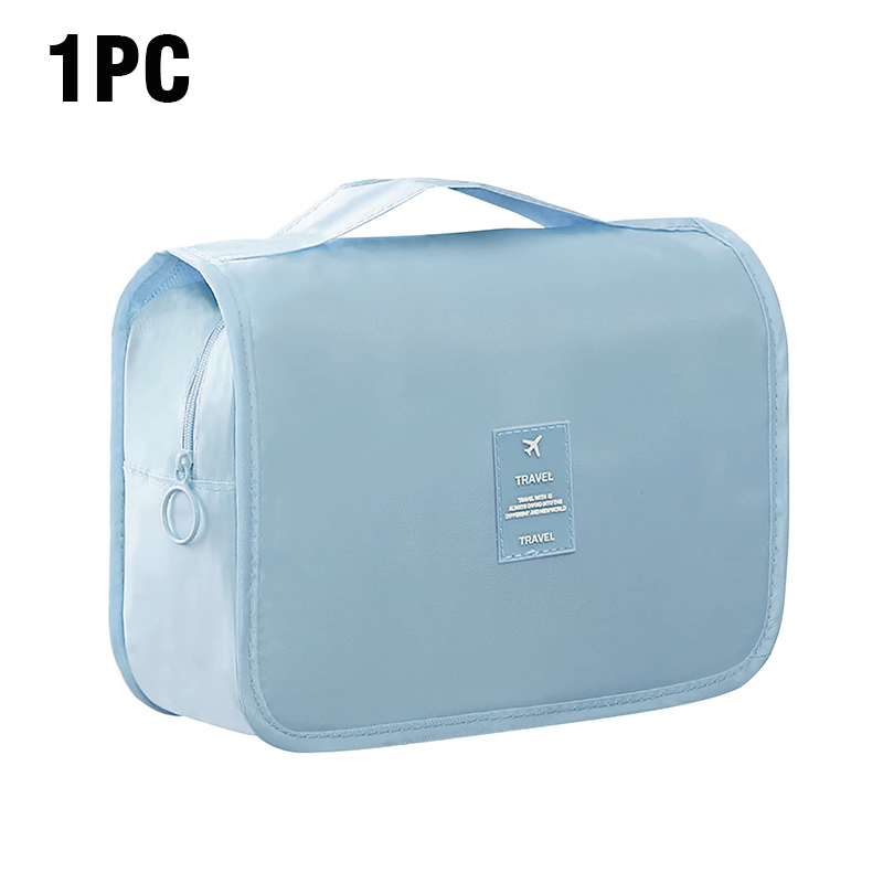 Bolsa de aseo portátil con gancho colgante para mujer, estuche de maquillaje, almacenamiento de baño, impermeable, bolsa de cosméticos de viaje de gran capacidad: Rojo