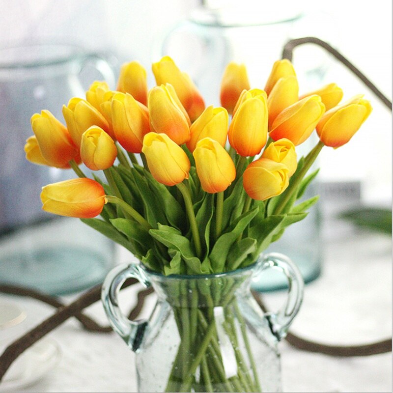 10 stk billig pu tulipan bukett høst dekorasjon vaser til hjemmedekor borddekking kunstige blomster bryllup dekorative blomster