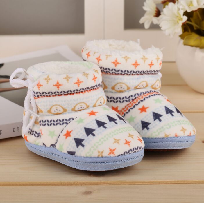 Botas gruesas de terciopelo para bebé, zapatos para primeros pasos de fondo suave, zapatos para niños recién nacidos, zapatos para bebés, zapatos para niños y niñas, suela blanda para invierno: Blue Boots / 19-24 meses