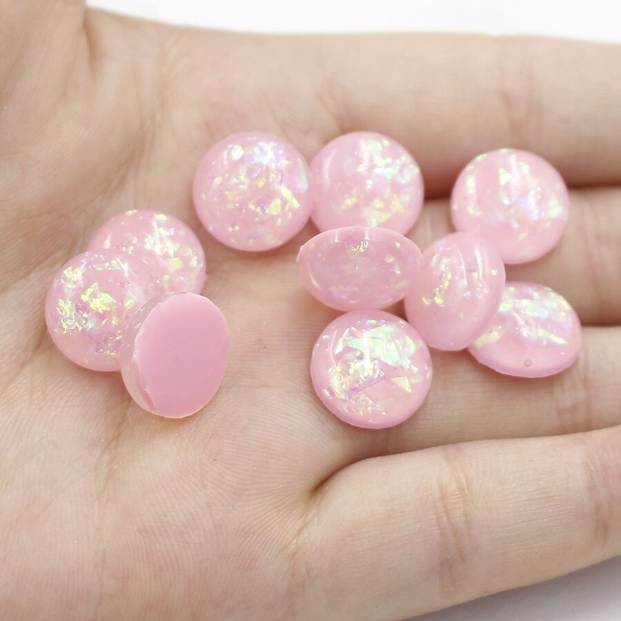 12 mm 50 stk flatback harpiks opal sten prikket runde rhinestones cabochons perler flad ryg harpiks til gør-det-selv øreringe/hårdekoration: 5