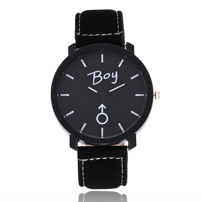 Mode Lederen Quartz Analoog Vrouwen Mannen Lovers 'Horloge Fluwelen Riem Horloge Luxe Horloge: 04 boy black belt