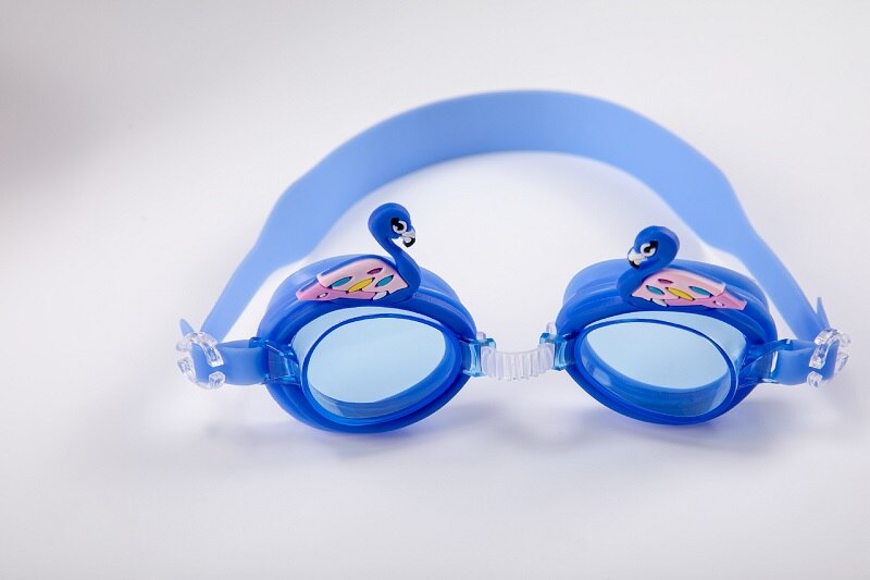 Børn søde anti-tåge svømmebriller børn dykning surfing beskyttelsesbriller drenge piger badning sommer svømme øje bære behagelig silikone: Mørkeblå