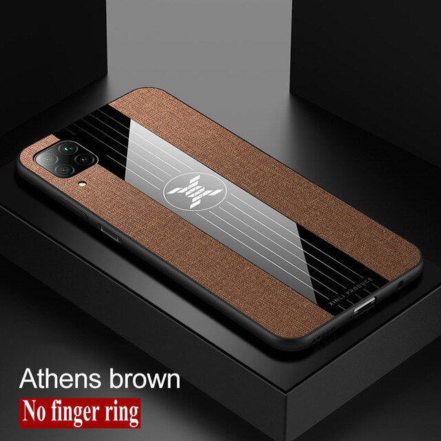Für huawei p40 lite fall luxus magnetische ring halter tuch stoff stoßfest zurück abdeckung für huawei p 40 lite licht coque fundas: Brown No Ring
