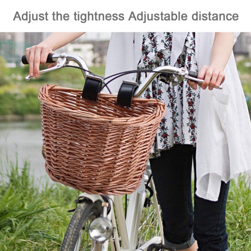 APEX Panier Avant De Vélo En Rotin Synthétique, Panier De Rangement Pour Guidon Avant Velo En Osier Pe Tresse A La Main Et Reglable 92310983