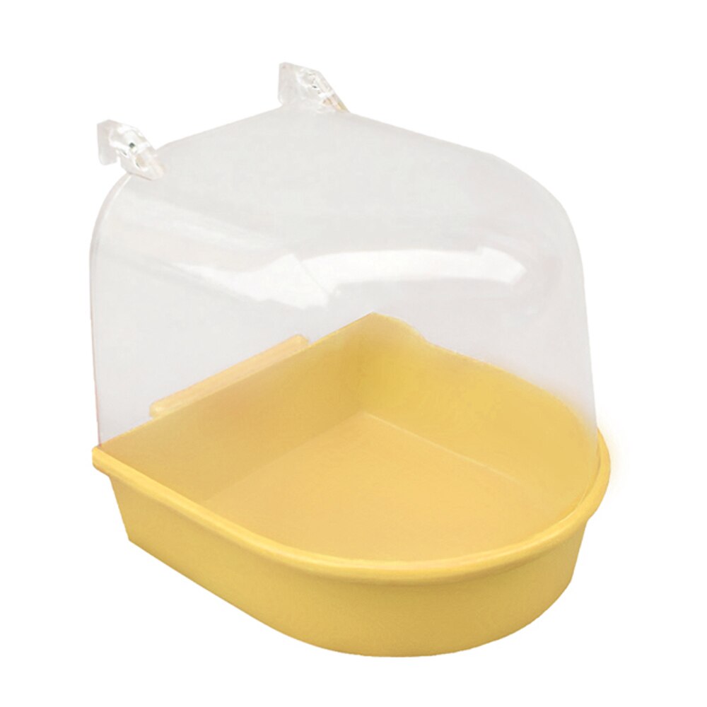 Bañera de agua para periquitos y mascotas jaula de loros pájaros accesorio colgante cuenco de pájaros Baño de pájaros para mascotas jaula colgante bañera ducha pájaro: Yellow