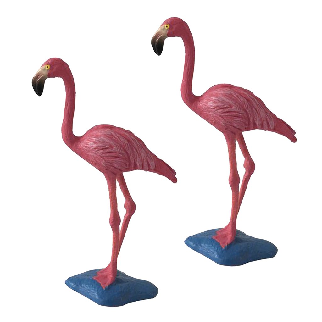 2PCS Realistic Red Flamingo Bird Model Figure Model Home Ornaments