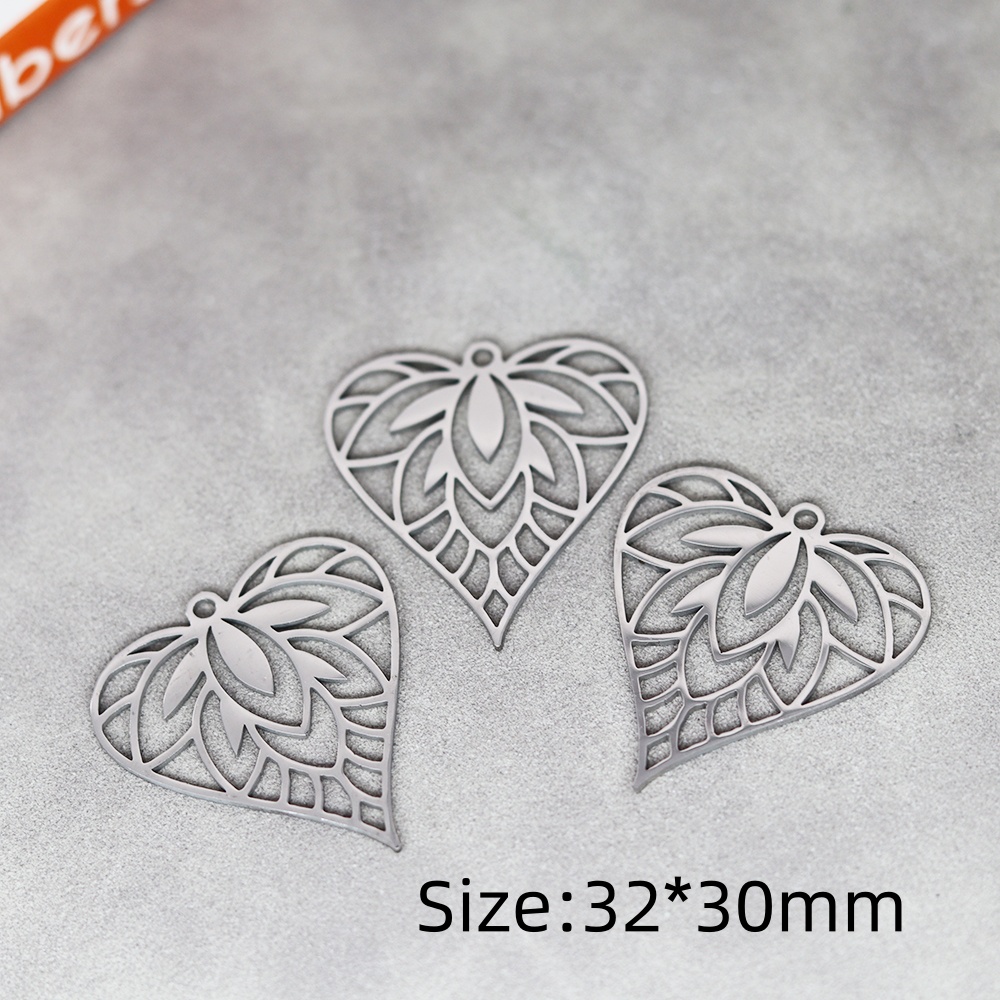 3 uds DIY pendientes borlas colgante de acero inoxidable hojas flor encanto para hacer joyería collar para mujer Accesorios: Color dorado