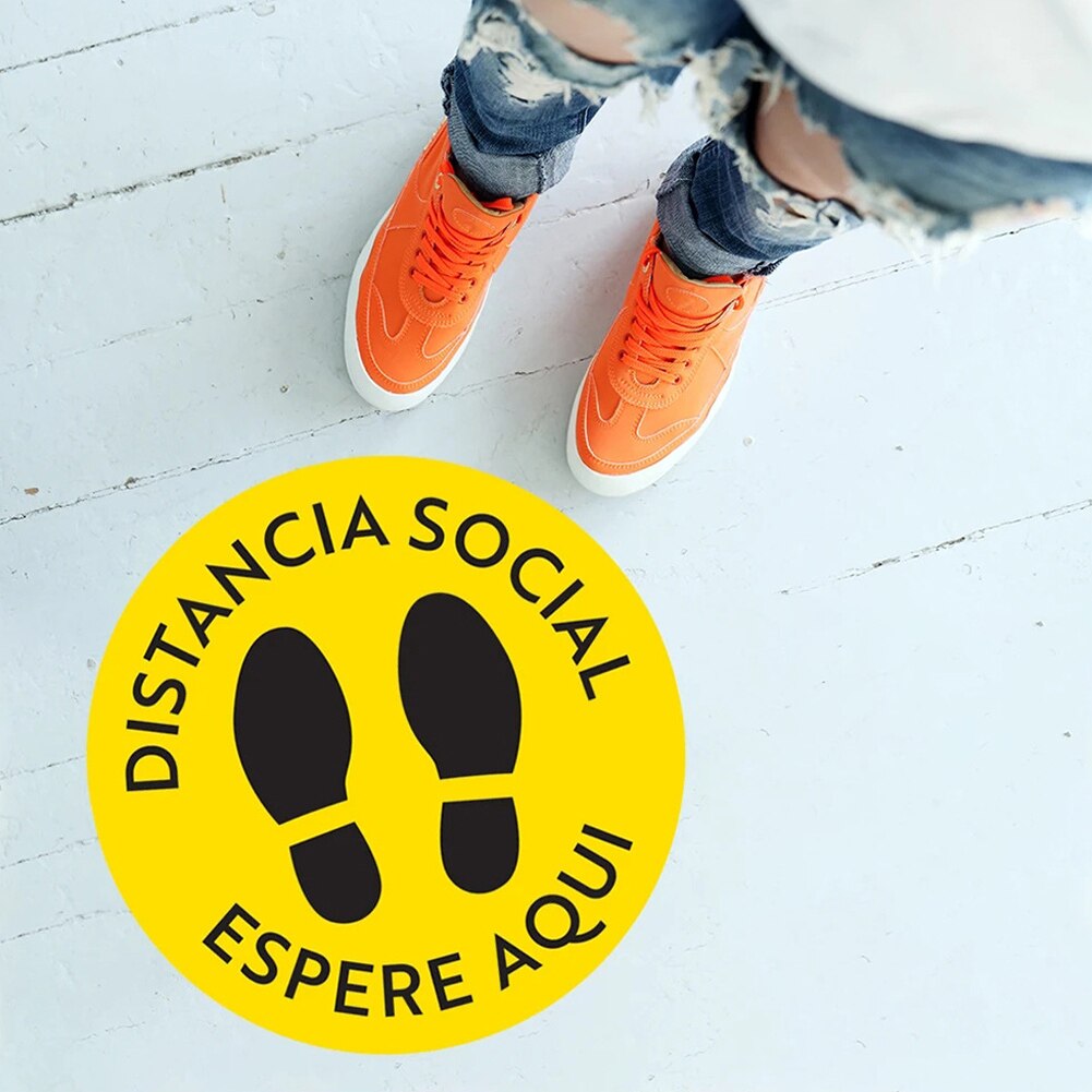 5 st social distanserande golvdekaler skylt mark håll 6ft mellan avstånd underhåll etikettmarkör affisch 11 " rund 28 diameter