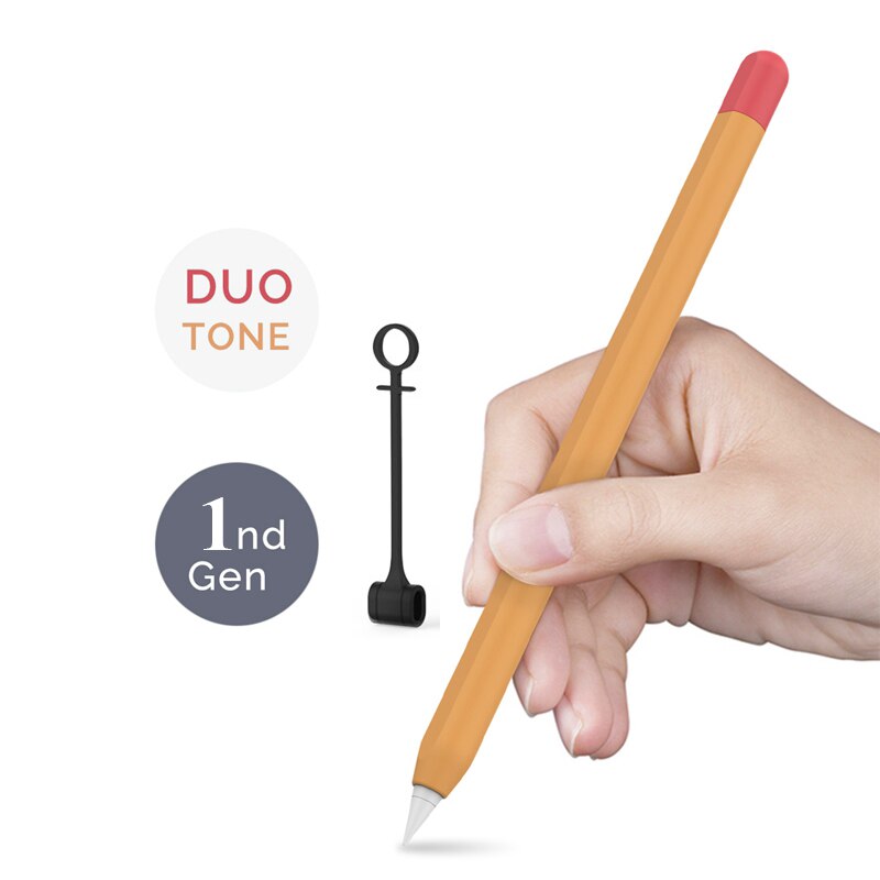 Manchon de protection Ultra-fin en Silicone pour Apple Pencil, 1ère génération, avec capuchon de stylo: Yellow red
