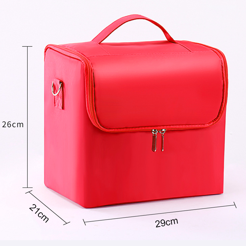 Multilayer Clapboard Cosmetische Bag Case Schoonheidssalon Tattoos Nail Art Tool Bin Vrouwen Make-Up Organizer Grote Capaciteit Tas: Red