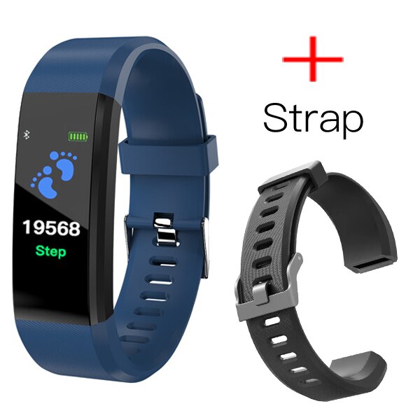 MAFAM 115 Più Intelligente Della Vigilanza Del Wristband Smartwatch Android Orologio Pressione Sanguigna Intelligente Fascia di Forma Fisica Sonno Tracker Braccialetto di Sport: BlueWithStrap