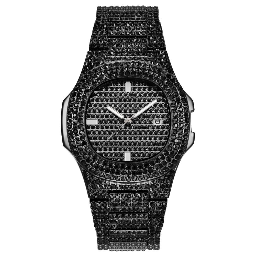 Unisex horloge heren dames verstelbaar met strass ingelegde ronde wijzerplaat analoog quartz polshorloge
