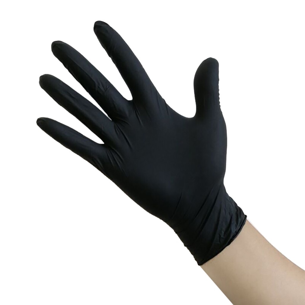 100 Stuks Zwarte Wegwerp Latex Nitril Handschoen Werkhandschoenen Food Grade Waterdichte Allergievrij Werk Veiligheid Handschoenen S/M/L Handschoenen