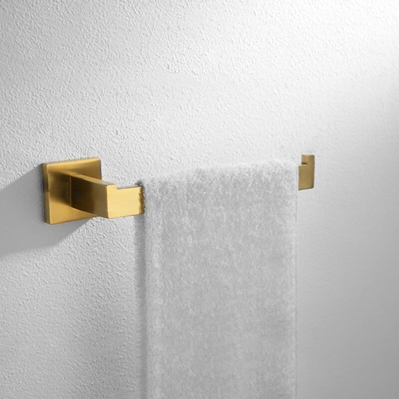 Accesorios de baño de oro cepillado, soporte de papel higiénico, gancho de pared, colgador de toalla, organizador de cocina de acero inoxidable, estante de barra de toalla