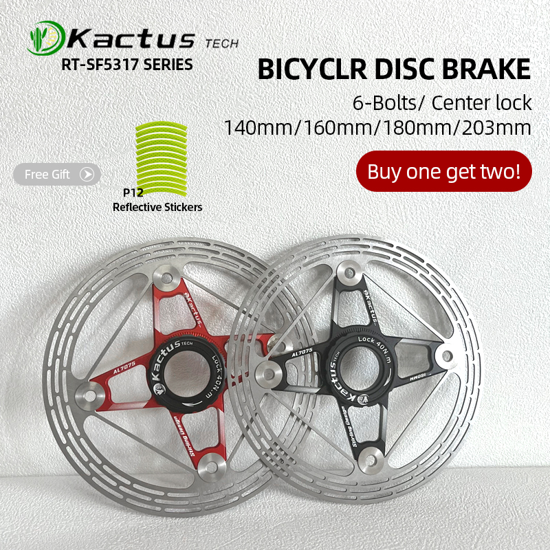 KACTUS-Freins hydrauliques pour vélo de route et VTT, disques de frein flottants, rotor creux à verrouillage central, 6 boulons, 140mm, 160mm, 180mm, 203mm