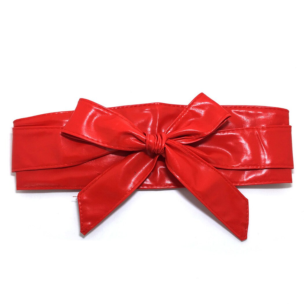 Neue Frauen Leder Gürtel Bowknot Binden Breiten Gürtel Bund Elegante Damen Silber wickeln Um Riegel Korsett schnallen Taille Gürtel: rot