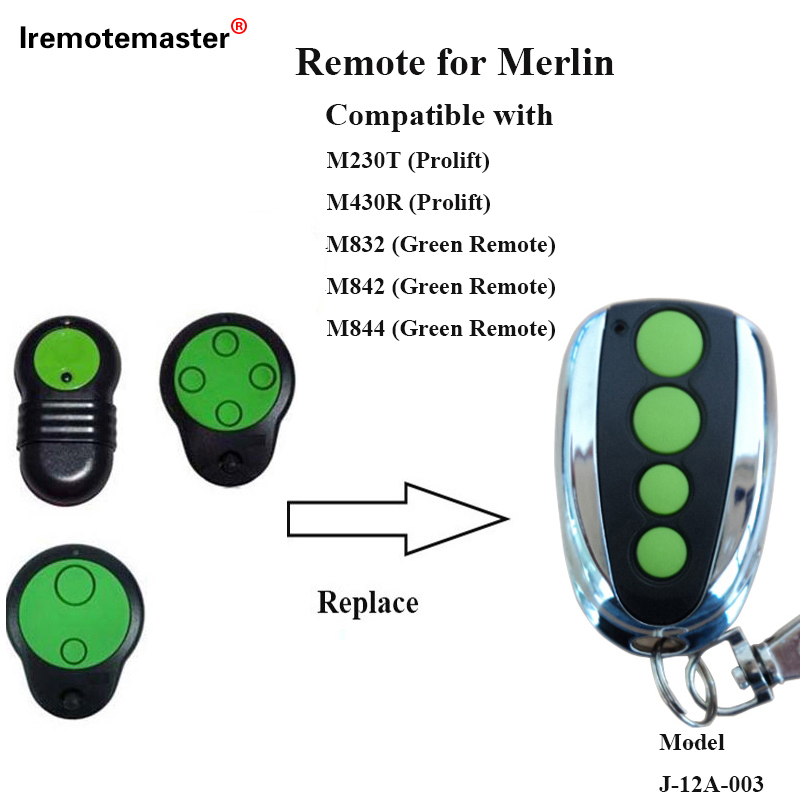 Garage Door Remote Control for Merlin M832 M842 M844 230t 430r Gate Door Remote Replacement 433.92mhz Rollling Code: green