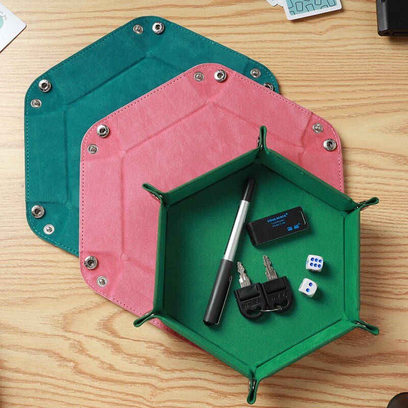 3 cores couro do plutônio dobrável bandeja de dados hexágono caixa de armazenamento de dados mesa placa de jogos caixa de armazenamento de dados clube barra