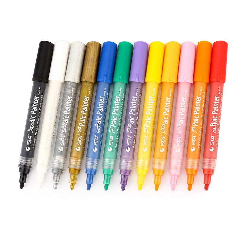 12 Kleuren Acryl Waterdichte Markers Pennen Art Verf Highlighter Aquarel Inkt