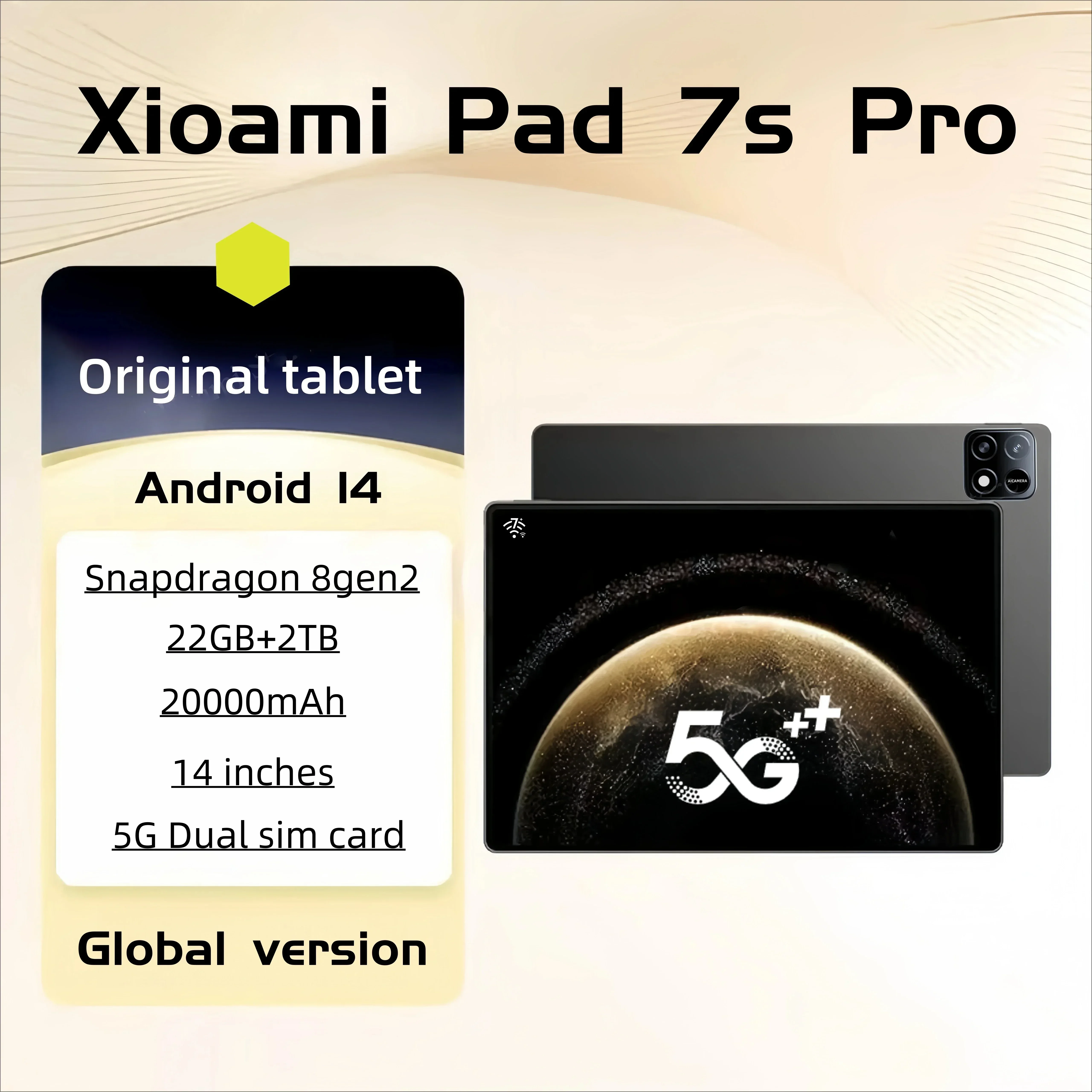 2025 Pad 7S Pro Global Mi 11 inch tablet Android 14 22GB 2TB Snapdragon 8 Gen2 4K HD 5G WIFI Bluetooth WPS 20000mAh tabletten Tab