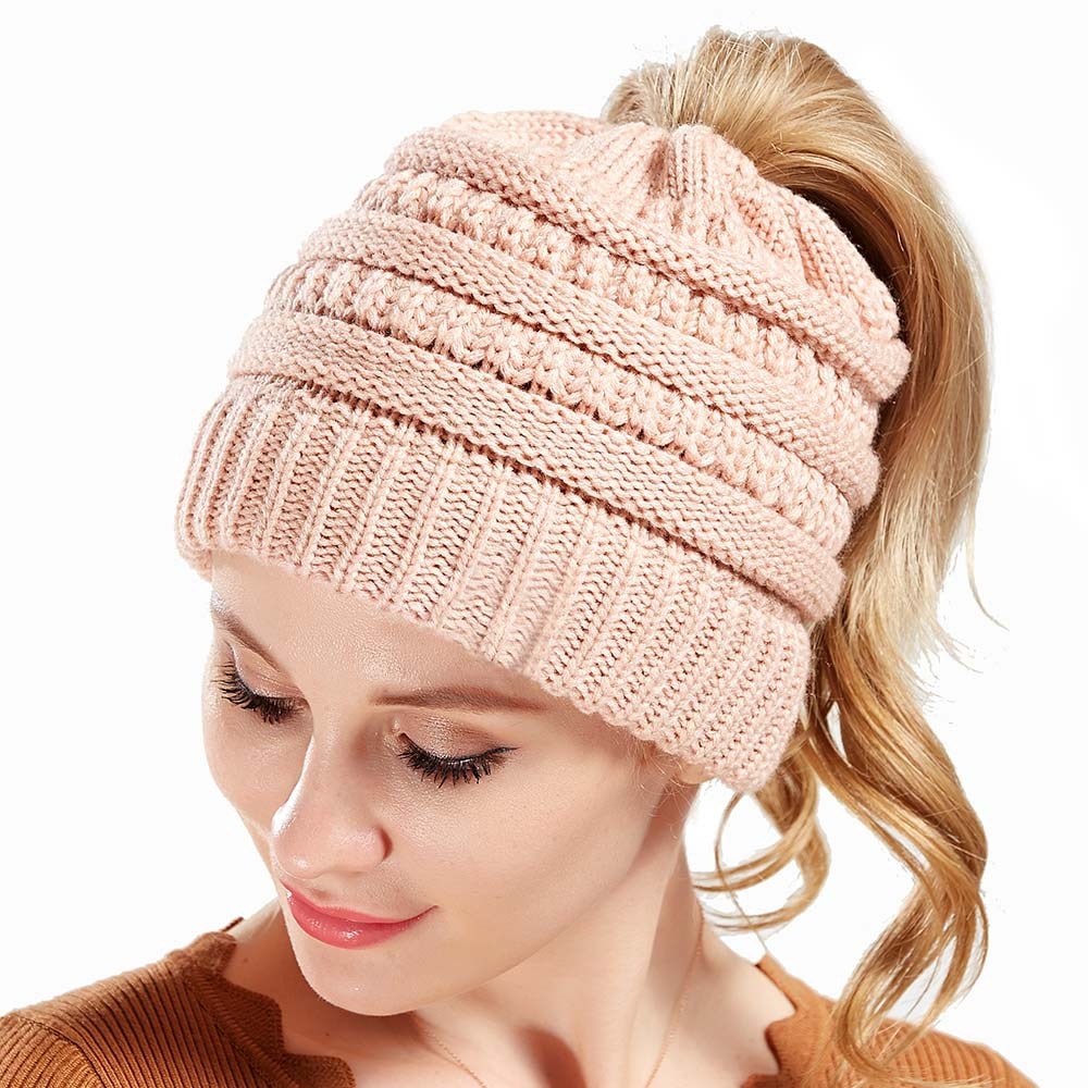 European And American Women'S Hats, Pure Color Woolen Knit Hats, Non-Labeled, Multi-Function Wearing Casual Hats