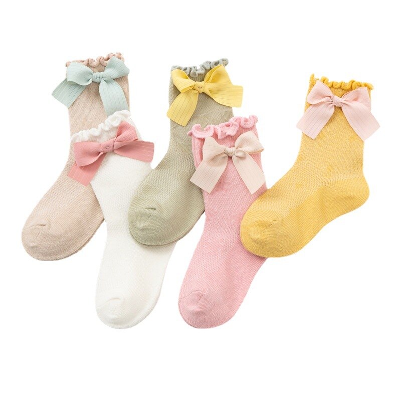 Baby kleine Mädchen atmungsaktiv Socken Bowknot Knie hoch Kinder Rohr Socken Verbeugungen Rüsche Kinder Mädchen Socken