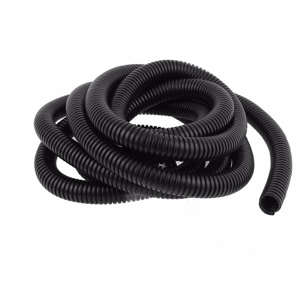 Uxcell 14.5x18.5mm Size 2.8 m Lange Zwarte Flexibele Geïsoleerde Polyethyleen Gegolfd Buis Slang voor Draad Tubing