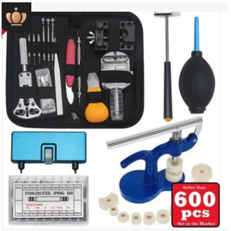 187 stücke Professionelle Uhr Reparatur Werkzeug Kit Uhr Link Pin Remover Fall Opener Pry Frühling Bar Remover Horlogemaker Gereed Reparatur: 600pcs