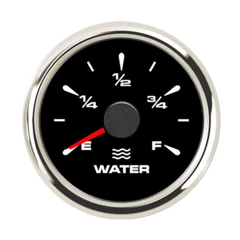 52mm Boat Car Water Level Gauge Waterproof 0~190 ohm Water Level Indicators 9~32V With 7 Colors Backlight: Black Silver Gauge