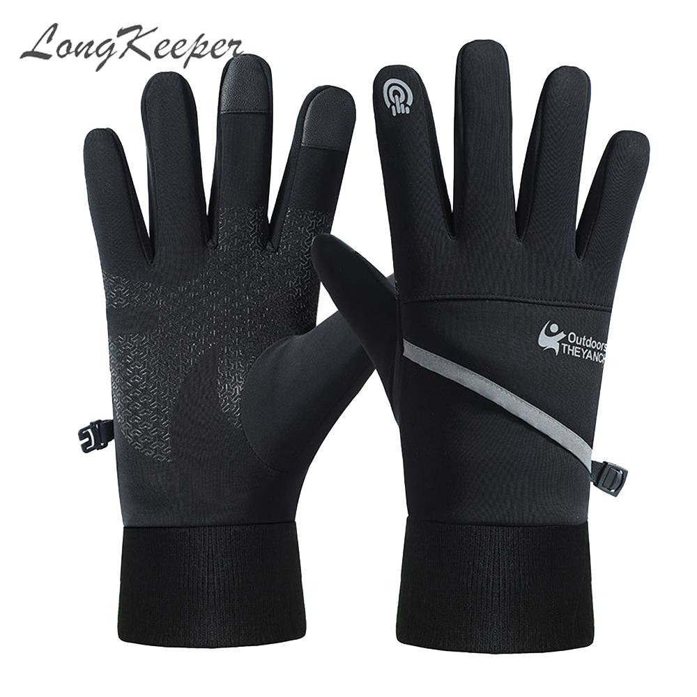 Longkeeper winter fiets handschoenen heren touchscreen warme handschoenen met lange vingers waterdicht outdoor skiën wanten guante luvas