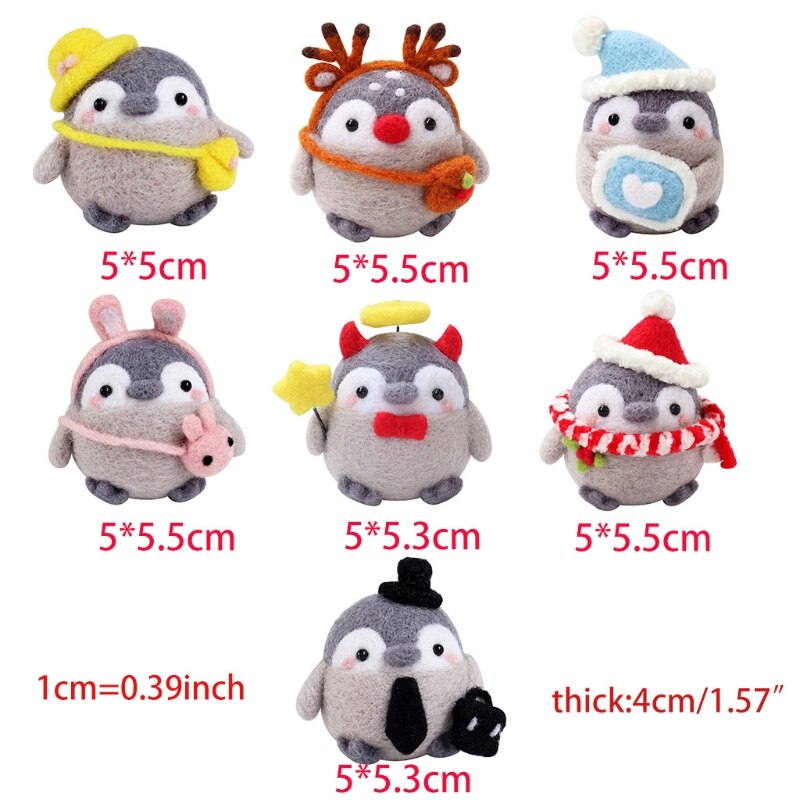 Cute Animal Cartoon Wool Doll Felt Craft DIY Unfinished Poked Handcraft Kitting