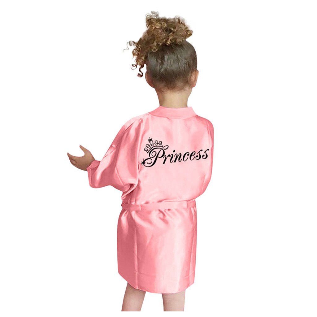Peuter Baby Kids Meisjes Effen Zijde Satijn Kimono Gewaden Badjas Nachtkleding Pyjama Zachte En Comfortabele Kinderen Slaap Gewaad