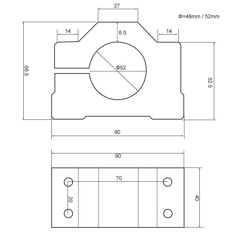 Spindle Motor Bracket 48mm 52mm Fixed Clamping Screw Spindle Clamping Aluminum Holder Clamp For CNC Machine Spindle