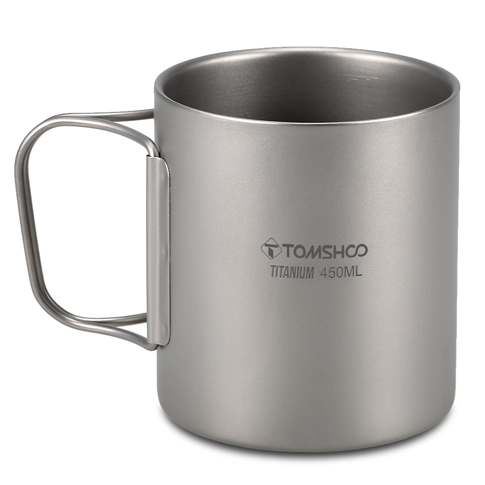 Tomshoo 220/350/450/600Ml Dubbele Muur Titanium Water Cup Koffie Thee Mok Voor Thuis Outdoor camping Wandelen Backpacken Picknick: With handles 450ML