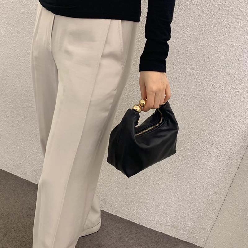 Women Bag Pu Leather Clutch Purse Pearl Chain Handbags For Women Crossbody Female Shoulder Bag Metal Small Tote Bag