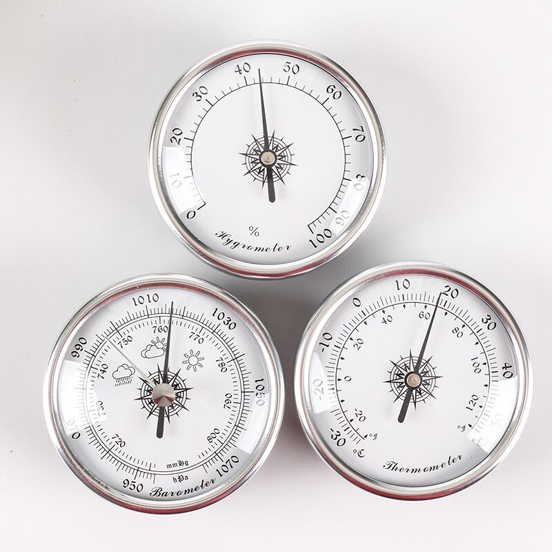 3-in-1 Barometer Hygrometer Thermometer One Set of 72mm Fishing Baromete Finish Dial Traditional Weather Station: 3in1 1set white