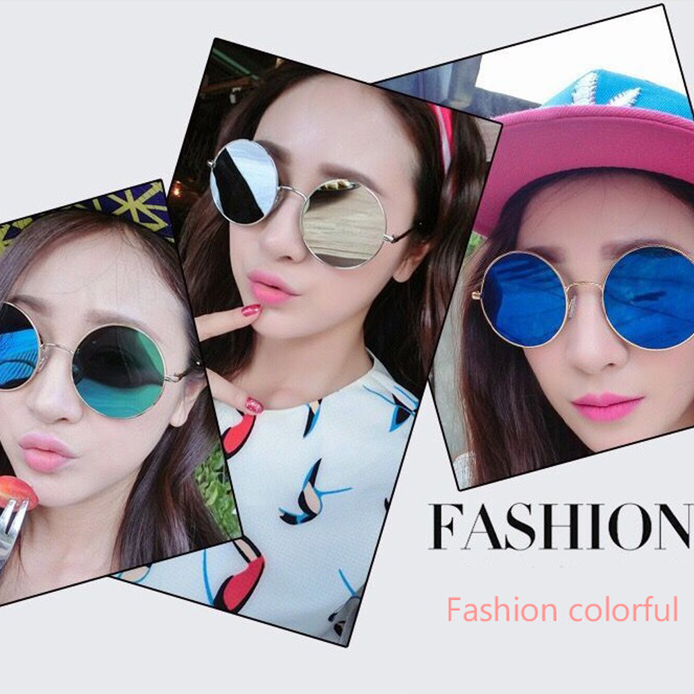 Gafas de sol redondas Retro para hombre y mujer, lentes de sol para conducir coloridas, antiniebla, gafas para conducir, accesorios de coche, marco de Metal, , 1 ud.