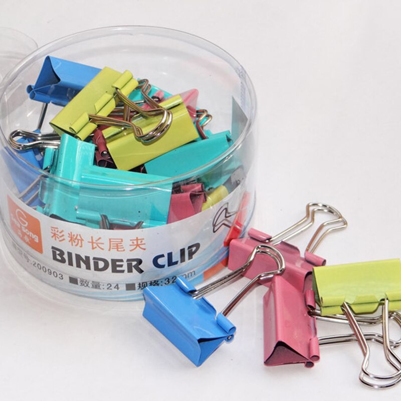 Office stationery 41mm long tail clip notes dovetail clip color 24 pieces bottled