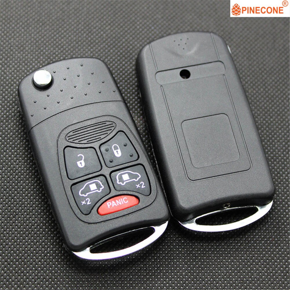 AURONOVA Upgrade Folding Key Shell for Chrysler 200 PT Cruiser Sebring Dodge Avenger Durango Jeep 4+1 Button Remote Car Key Case